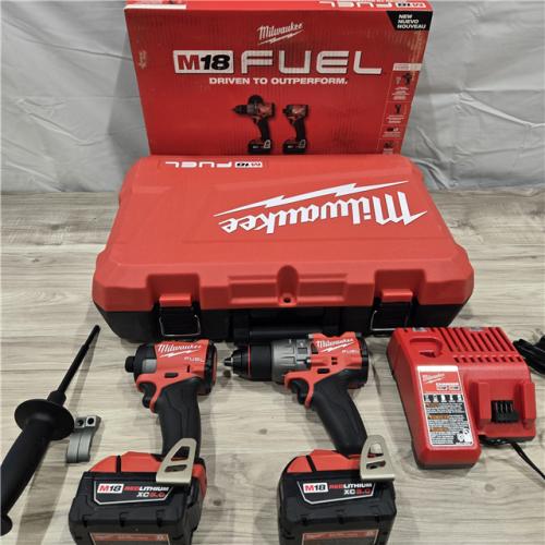 AS-IS MILWAUKEE FUEL 18V Lithium-Ion Brushless Cordless Hammer Drill and Impact Driver Combo Kit (2-Tool) with 2 Batteries