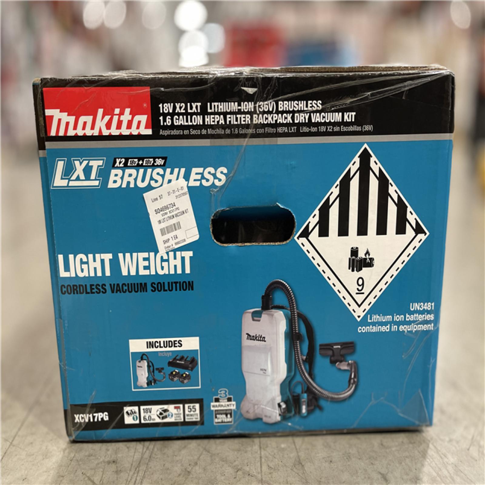 NEW! - Makita 18V X2 LXT Lithium-Ion (36V) Brushless Cordless 1.6 Gal. HEPA Filter Backpack Dry Vacuum Kit  6.0 Ah