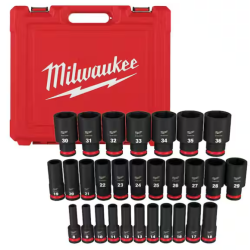 MILWAUKEE SHOCKWAVE 1/2 in. Drive Metric 6 Point Impact Socket Set (29-Piece)