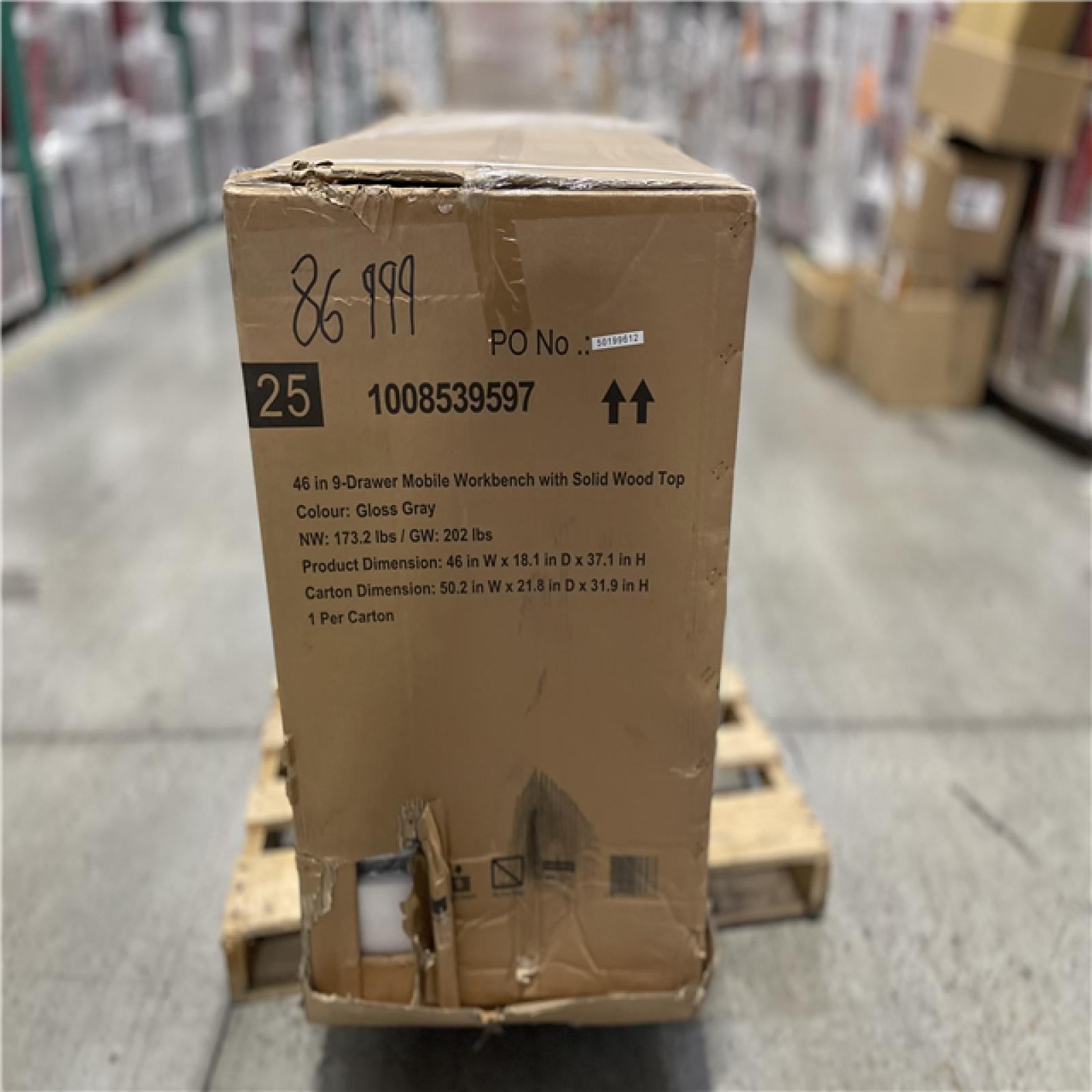 DALLAS LOCATION - Husky 9-Drawer Tool Storage 46 in. W Gloss Gray Mobile Workbench Cabinet