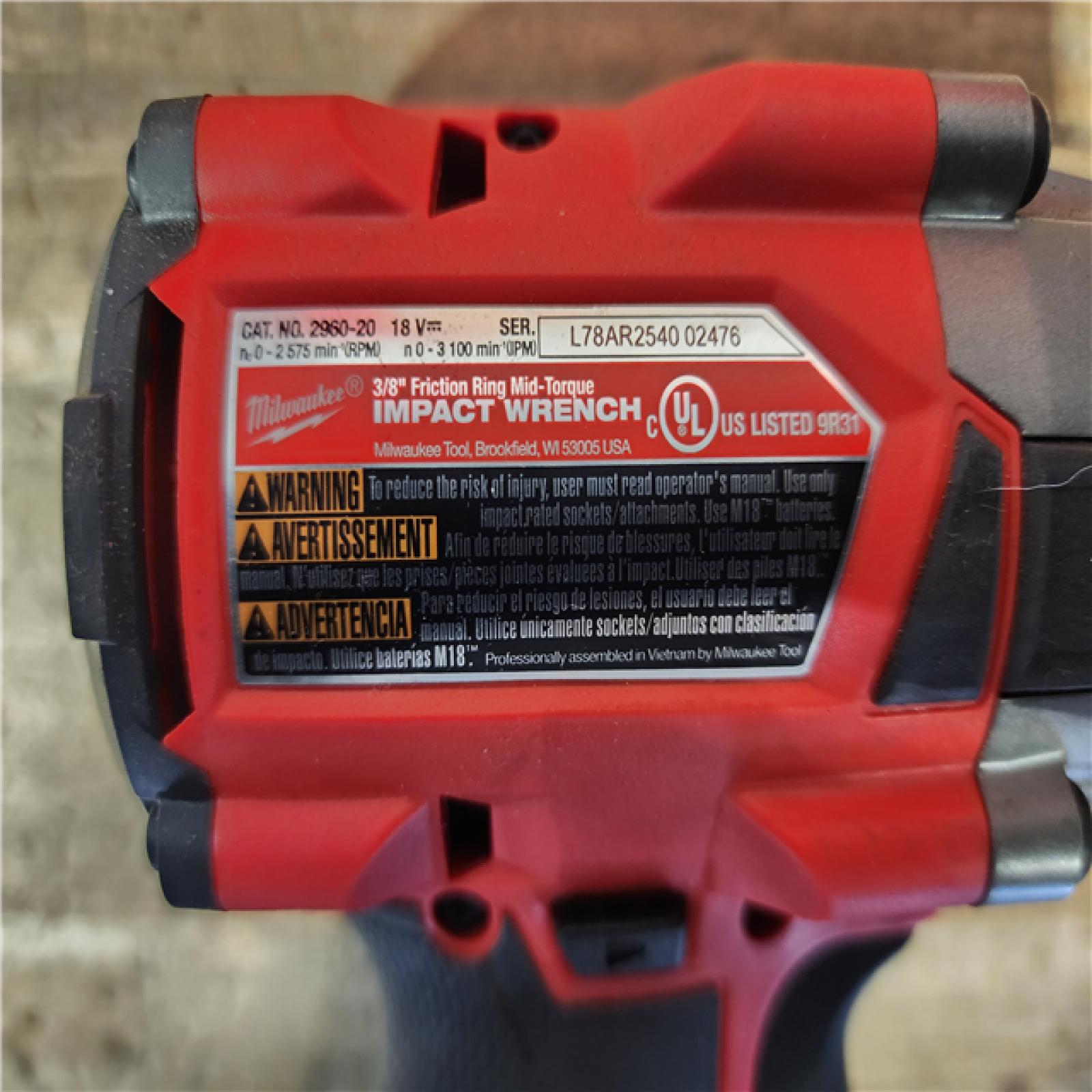 HOUSTON LOCATION - AS-IS Milwaukee FUEL GEN-2 18V Lithium-Ion Mid Torque Brushless Cordless 3/8 in. Impact Wrench with Friction Ring (Tool-Only)