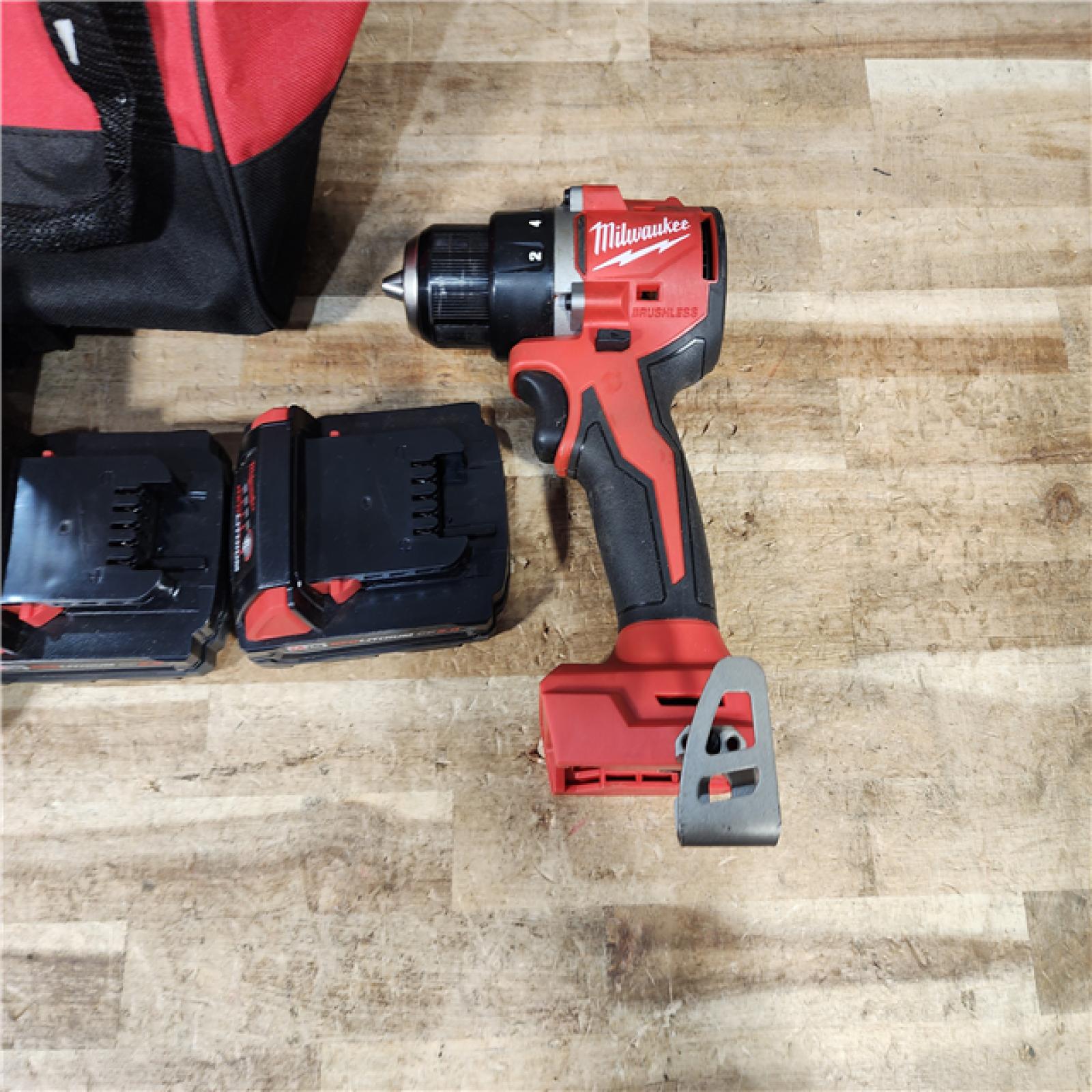 HOUSTON LOCATION - AS - IS Milwaukee 18V Lithium-Ion Brushless Cordless 1/2 in. Compact Drill/Driver with kit
