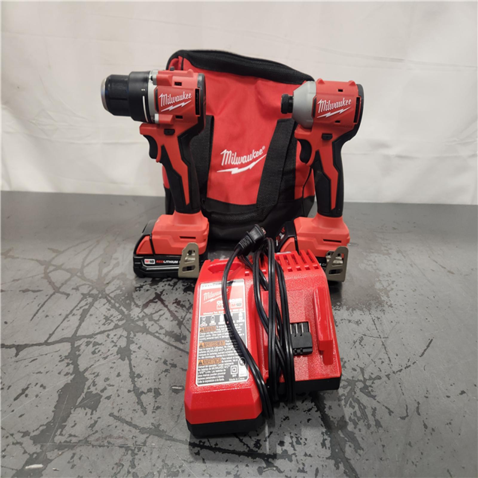 AS-IS- Milwaukee M18 18V Lithium-Ion Brushless Cordless Compact Drill/Impact Combo Kit