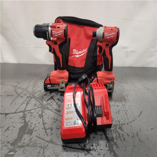 AS-IS- Milwaukee M18 18V Lithium-Ion Brushless Cordless Compact Drill/Impact Combo Kit