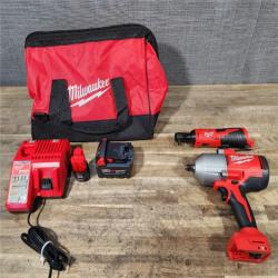 HOUSTON LOCATION - AS-IS Milwaukee M12/M18 12/18V Lithium-Ion Cordless 3/8 in. Ratchet and 1/2 in. High Torque Impact Wrench with Friction Ring Combo Kit