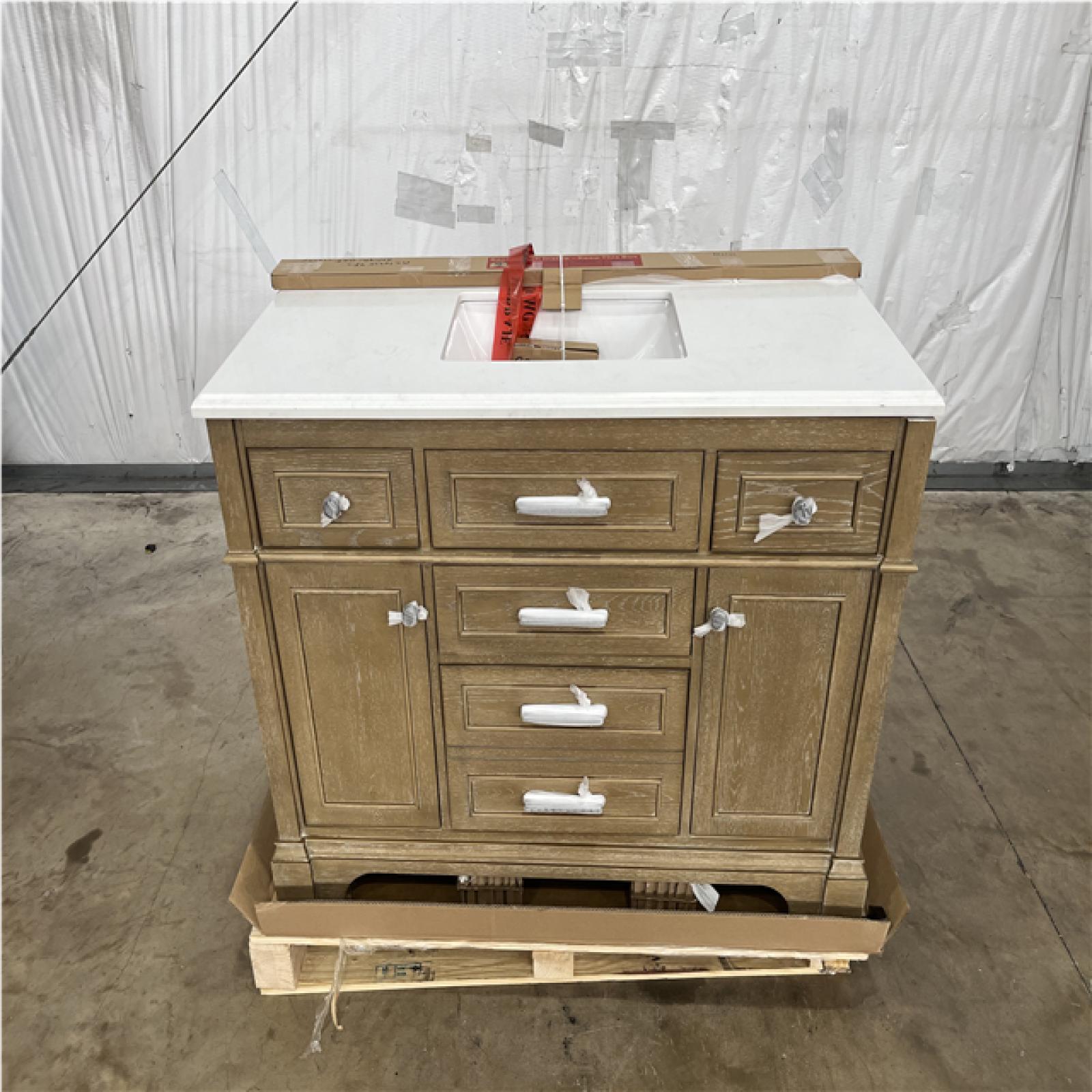 Houston Location - AS-IS home improvement pallet MELPARK 48 ANTIQUE OAK VANITY
