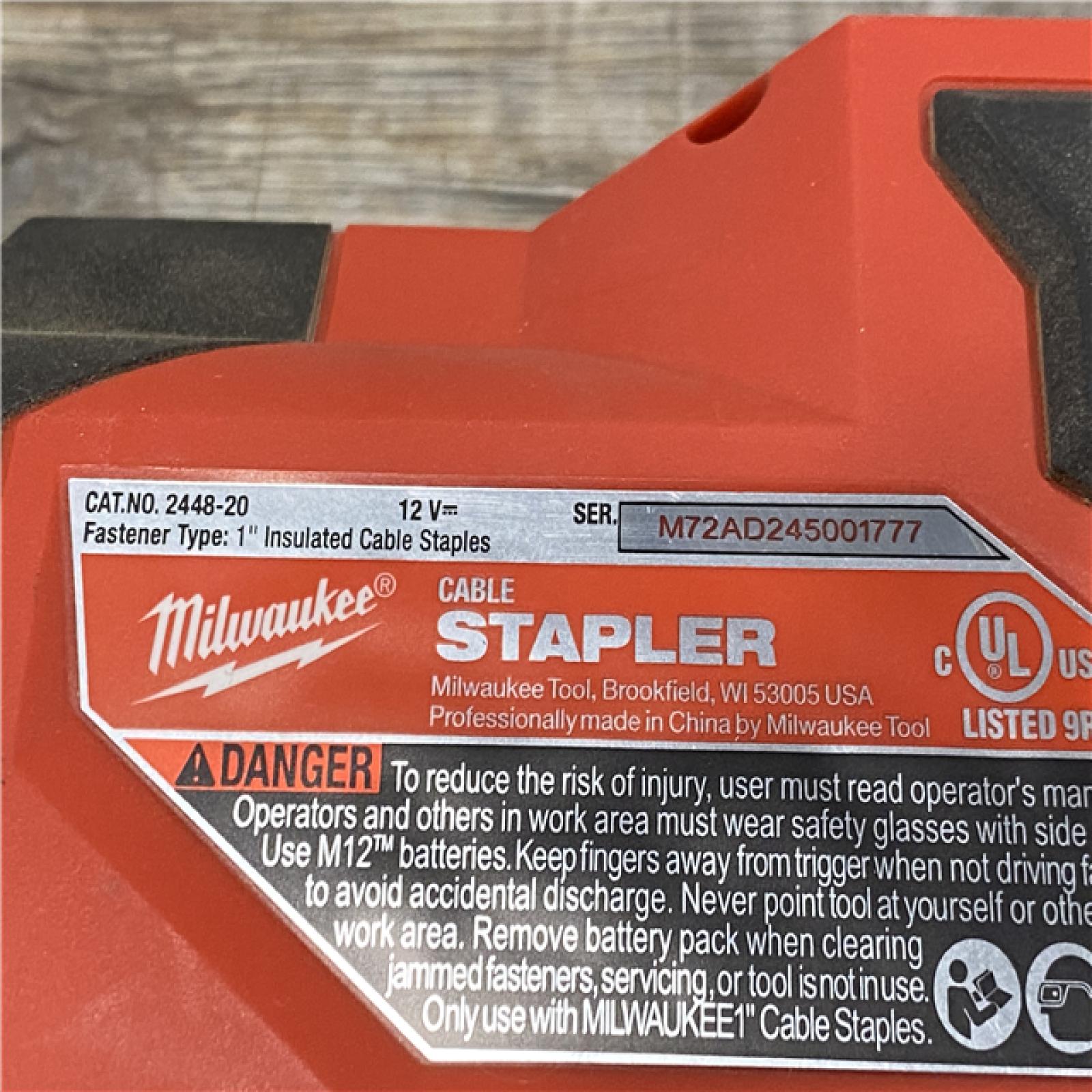 AS-IS Milwaukee 12-Volt Lithium-Ion Cordless Cable Stapler (Tool-Only)