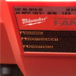 AS-IS - Milwaukee 18-Volt Lithium-Ion Brushless Cordless PACKOUT Jobsite Fan (Tool-Only)