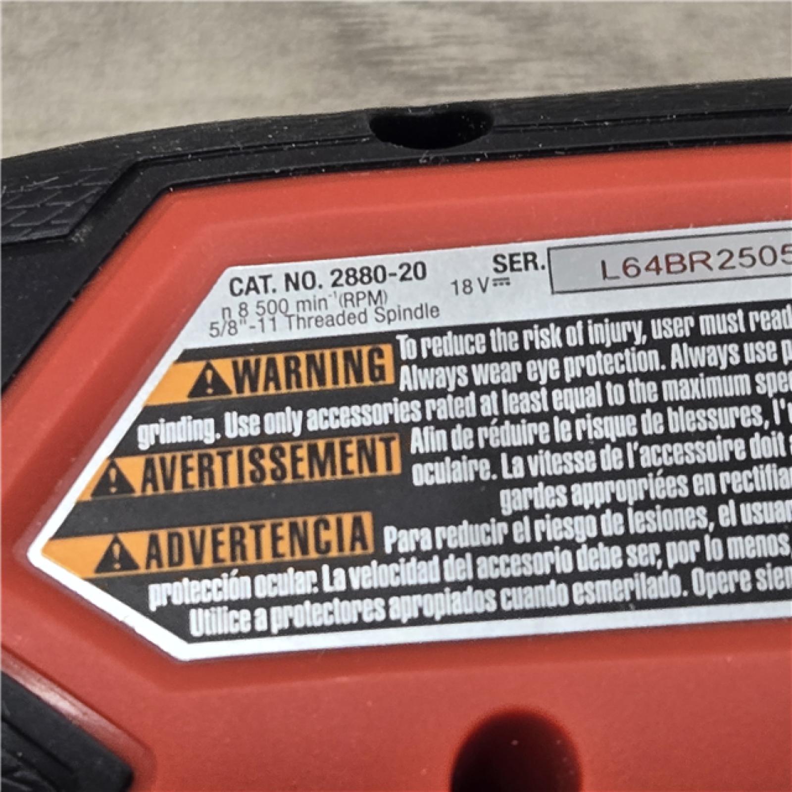 AS-IS Milwaukee 2880-20 FUEL 18V Cordless 4-1/2 in./5 in. Grinder (Tool-Only)