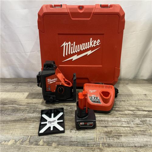 AS-IS Milwaukee 12-Volt Lithium-Ion Cordless Green 250 ft. 3-Plane Laser Level Kit