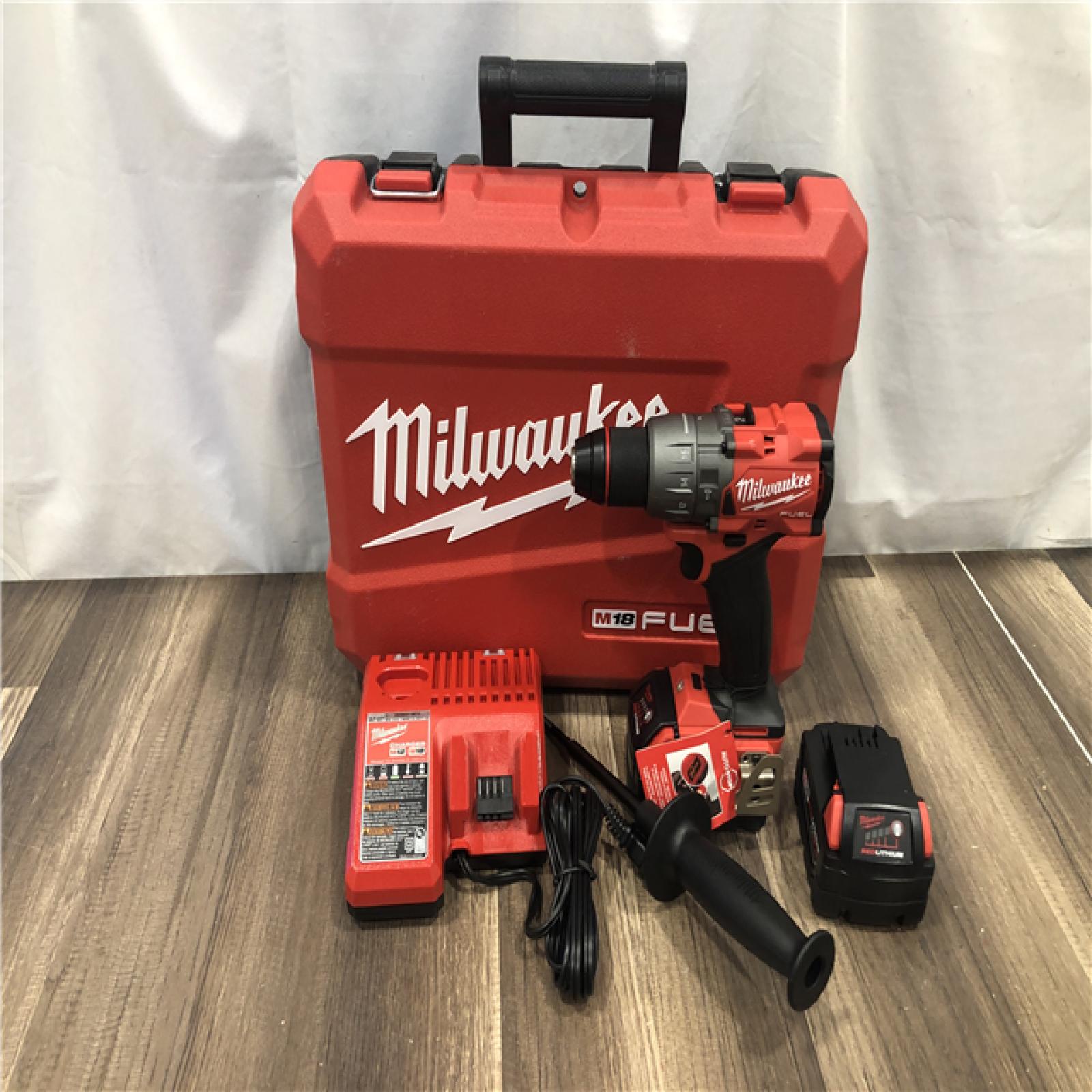AS-IS Milwaukee FUEL 18V Lithium-Ion Brushless Cordless 1/2 in. Hammer Drill Driver Kit