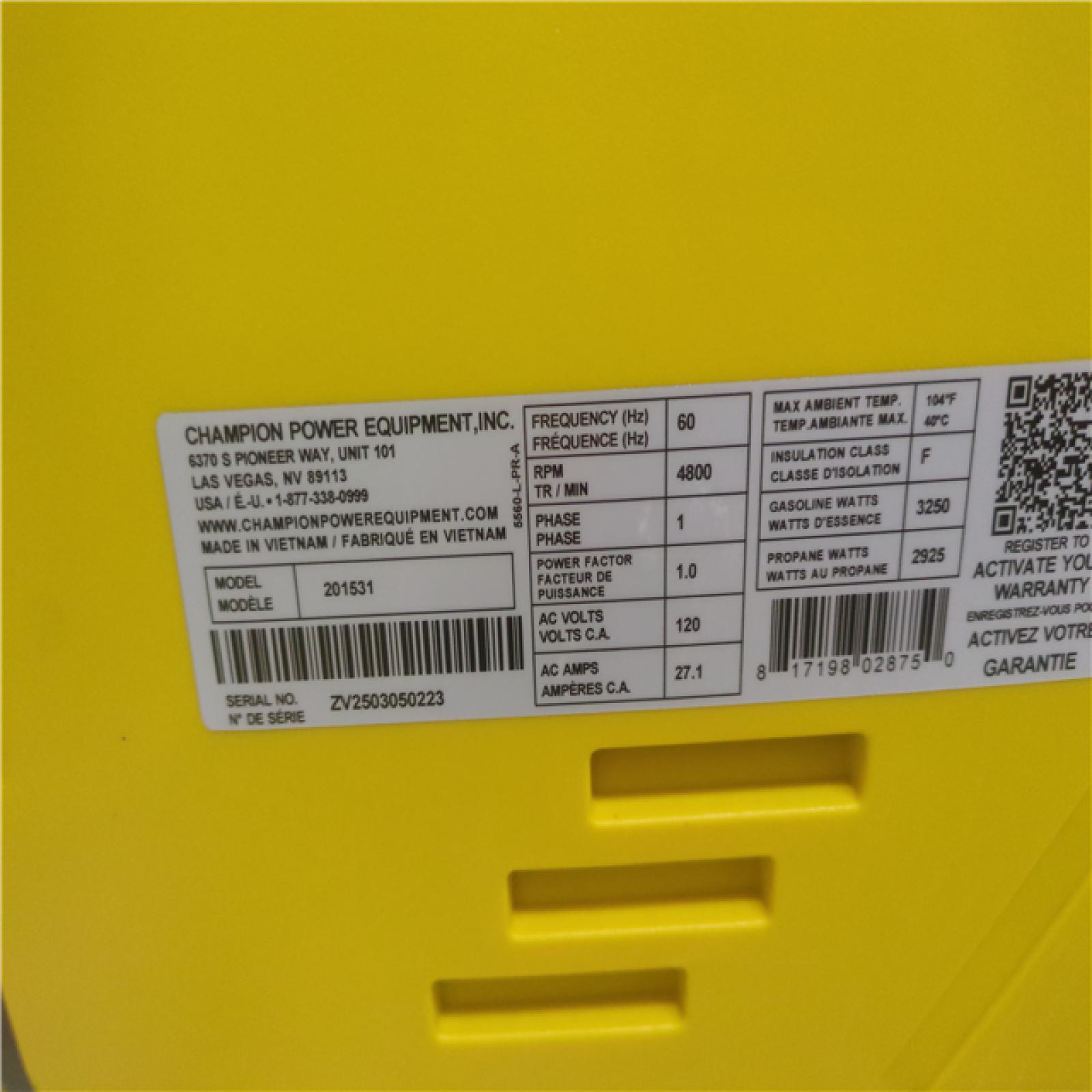 CALIFORNIA AS-IS CHAMPION PORTABLE POWER GENERATOR