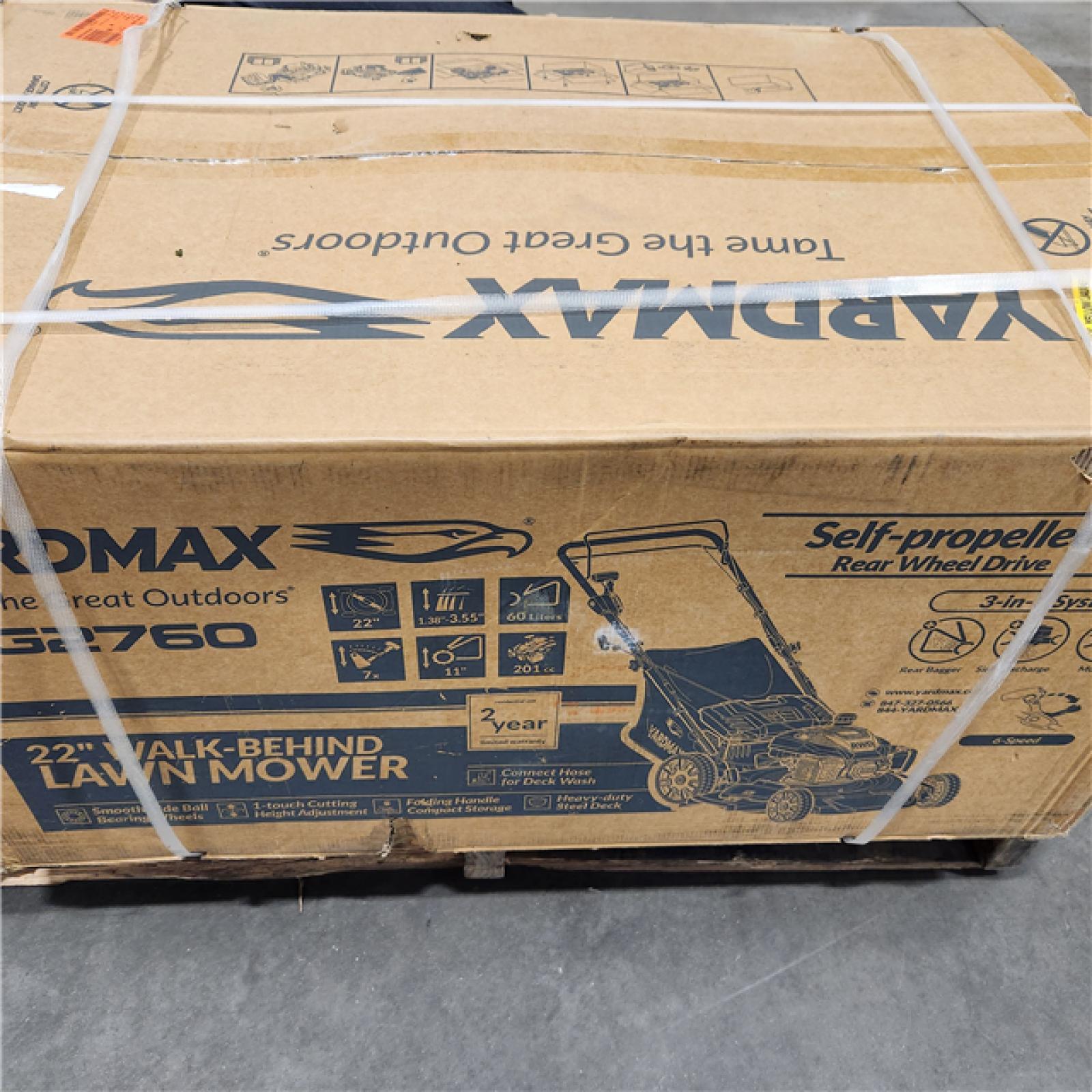 Dallas Location - NEW-  YARDMAX YG2760 22-in Gas Self-propelled lawn mower