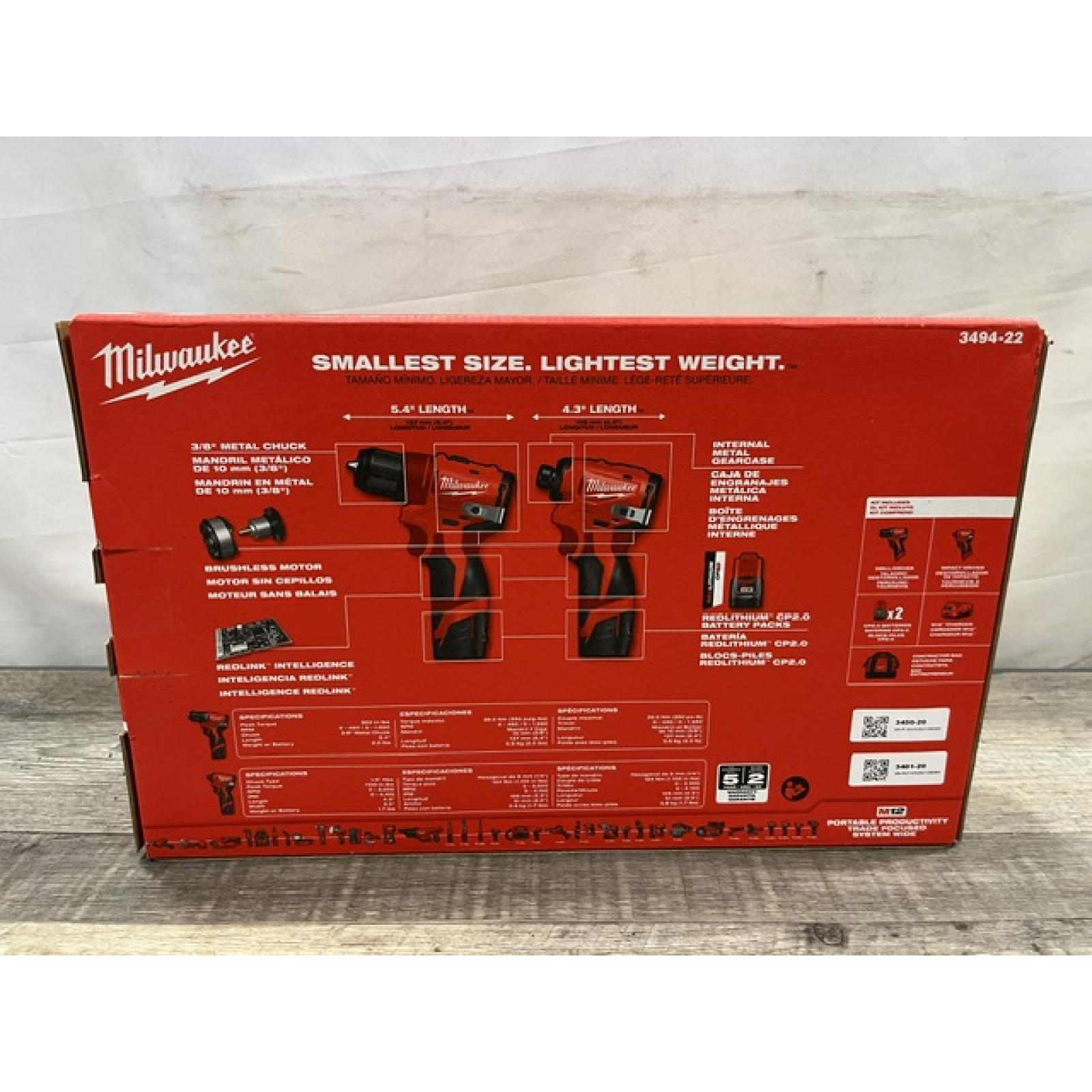 NEW - Milwaukee 12-Volt Lithium-Ion Brushless Cordless Subcompact Drill and Impact Driver Combo Kit