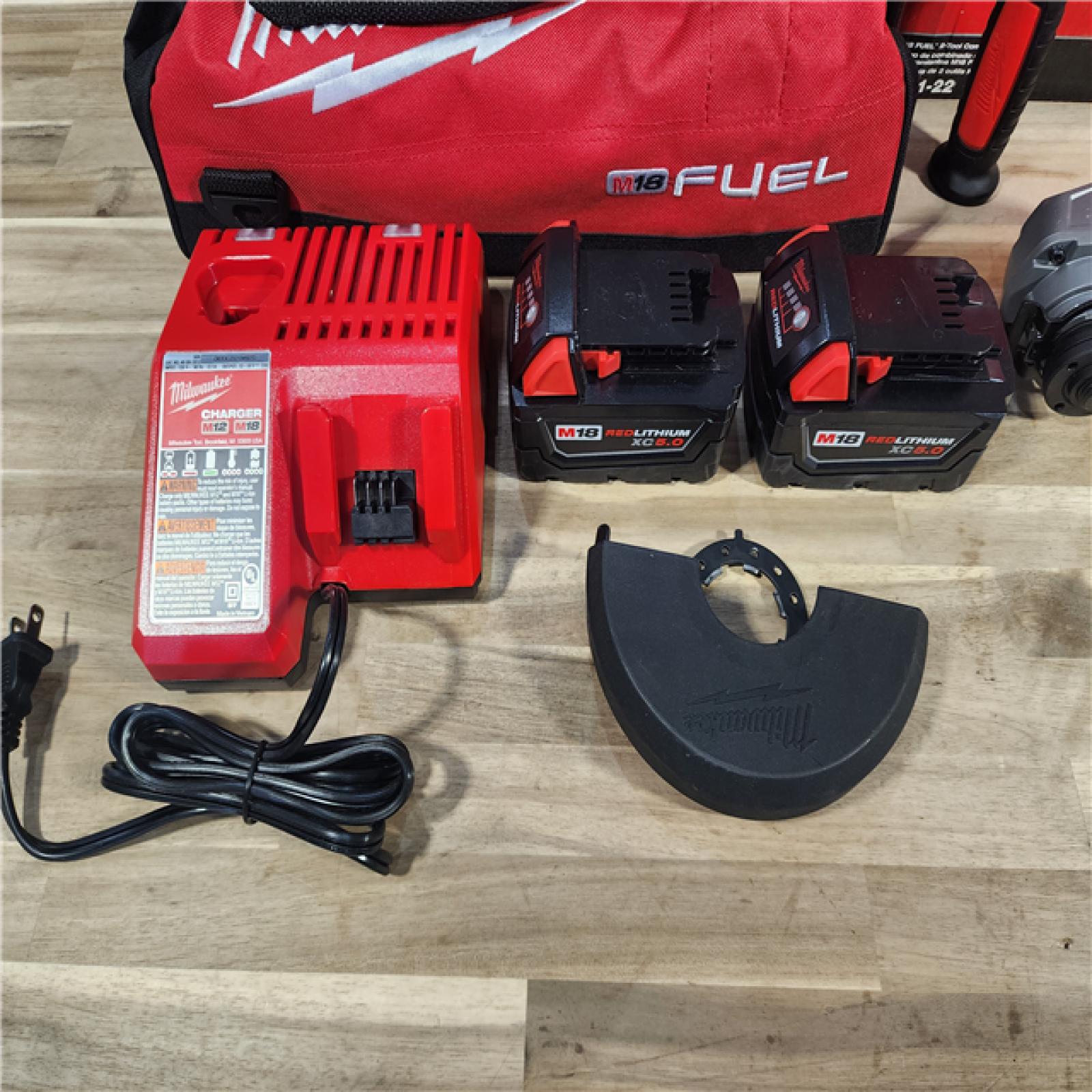 HOUSTON LOCATION - AS-IS M18 FUEL 18V Lithium-Ion Brushless Cordless Grinder & 3/8 in. Impact Wrench Combo Kit (2-Tool) W/ Two 5Ah Batteries