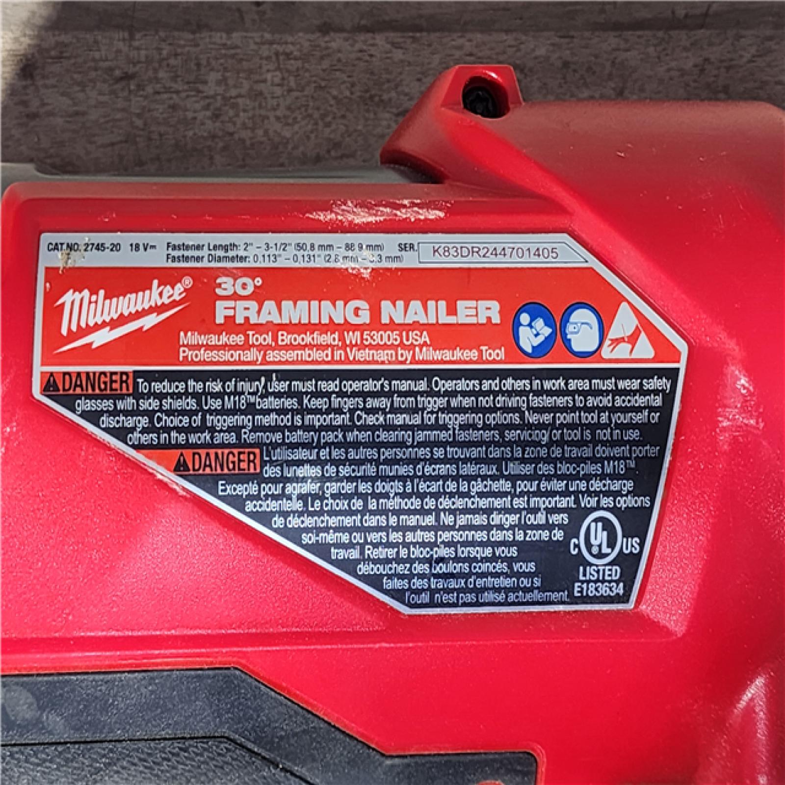 HOUSTON LOCATION - AS-IS Milwaukee M18 FUEL 30 Degree Framing Nailer (TOOL ONLY)