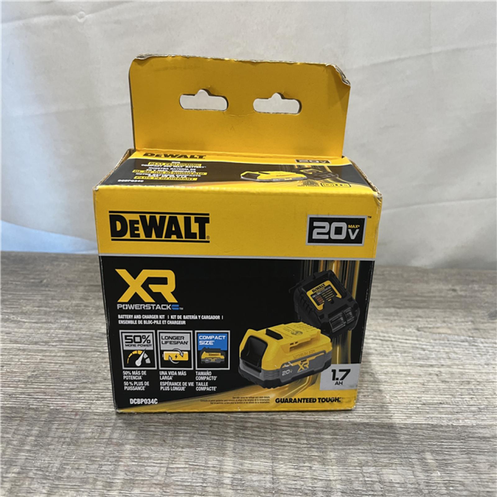 NEW - DEWALT 20V MAX XR POWERSTACK Lithium-Ion Battery Starter Kit with 1.7Ah Battery and Charger