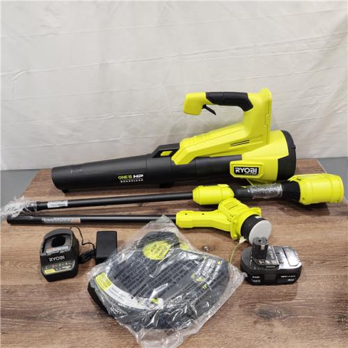 AS-IS ONE+ HP 18V Brushless Cordless Battery String Trimmer and Leaf Blower Combo Kit with 4.0 Ah Battery and Charger