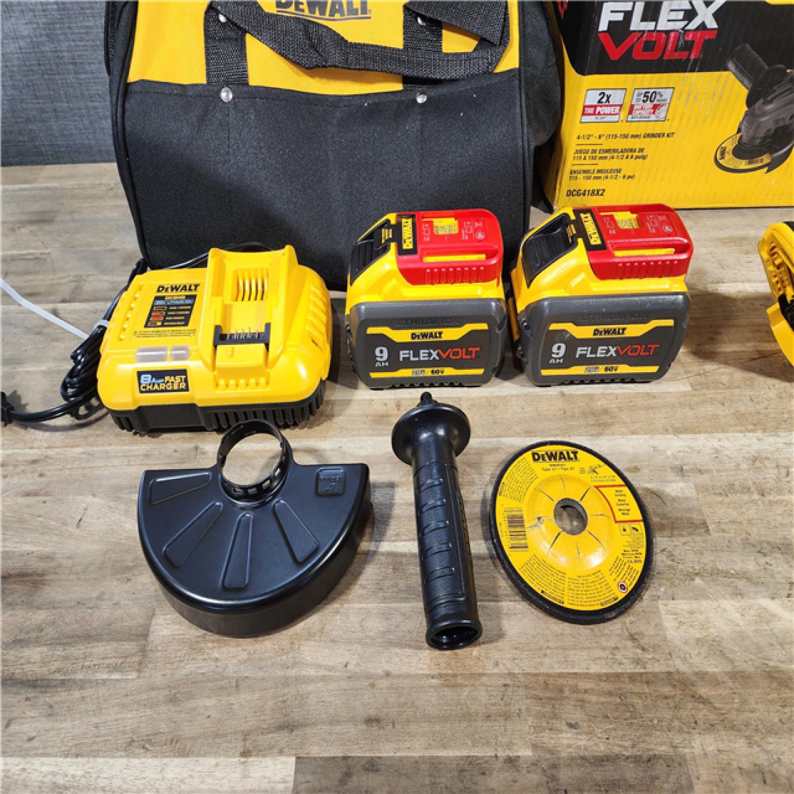 HOUSTON LOCATION - AS-IS DeWalt Flexvolt 60V Max Cordless Grinder  4.5 in; 6 in  Kit  W/ (2) BATTERY & CHARGER (DCG418X2)