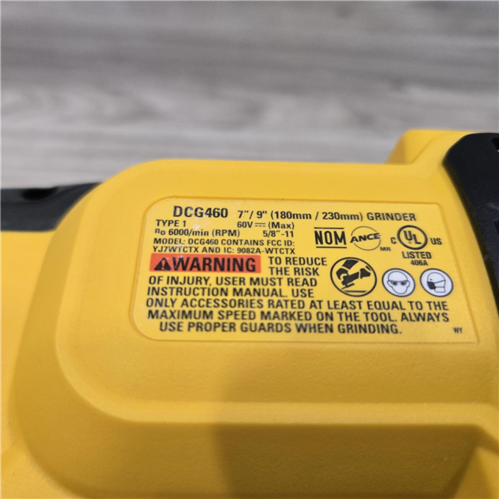 AS-IS Dewalt DCG460B 60V MAX 7 in. - 9 in. Cordless Large Angle Grinder (Tool Only)
