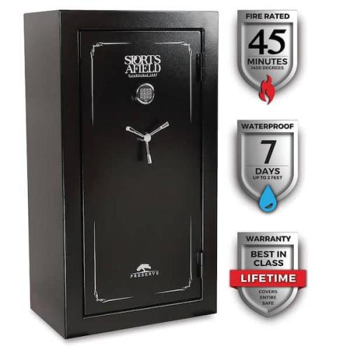 Phoenix SEALED Sports Afield Preserve 32-Gun Fire and Waterproof Gun Safe with Electronic Lock, Black Textured Gloss