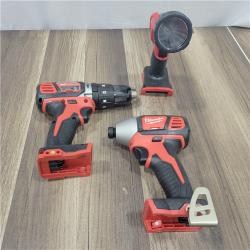 AS-IS MILWAUKEE M18 18V Lithium-Ion Cordless Combo Tool Kit with Two 3.0Ah Batteries, 1-Charger, 1-Tool Bag (4-Tool)