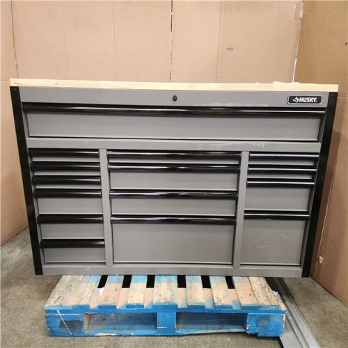 Phoenix LIKE NEW Husky Heavy Duty 61 in. W x 22 in. D 15-Drawer Matte Gray Mobile Workbench Cabinet with Solid Wood Top