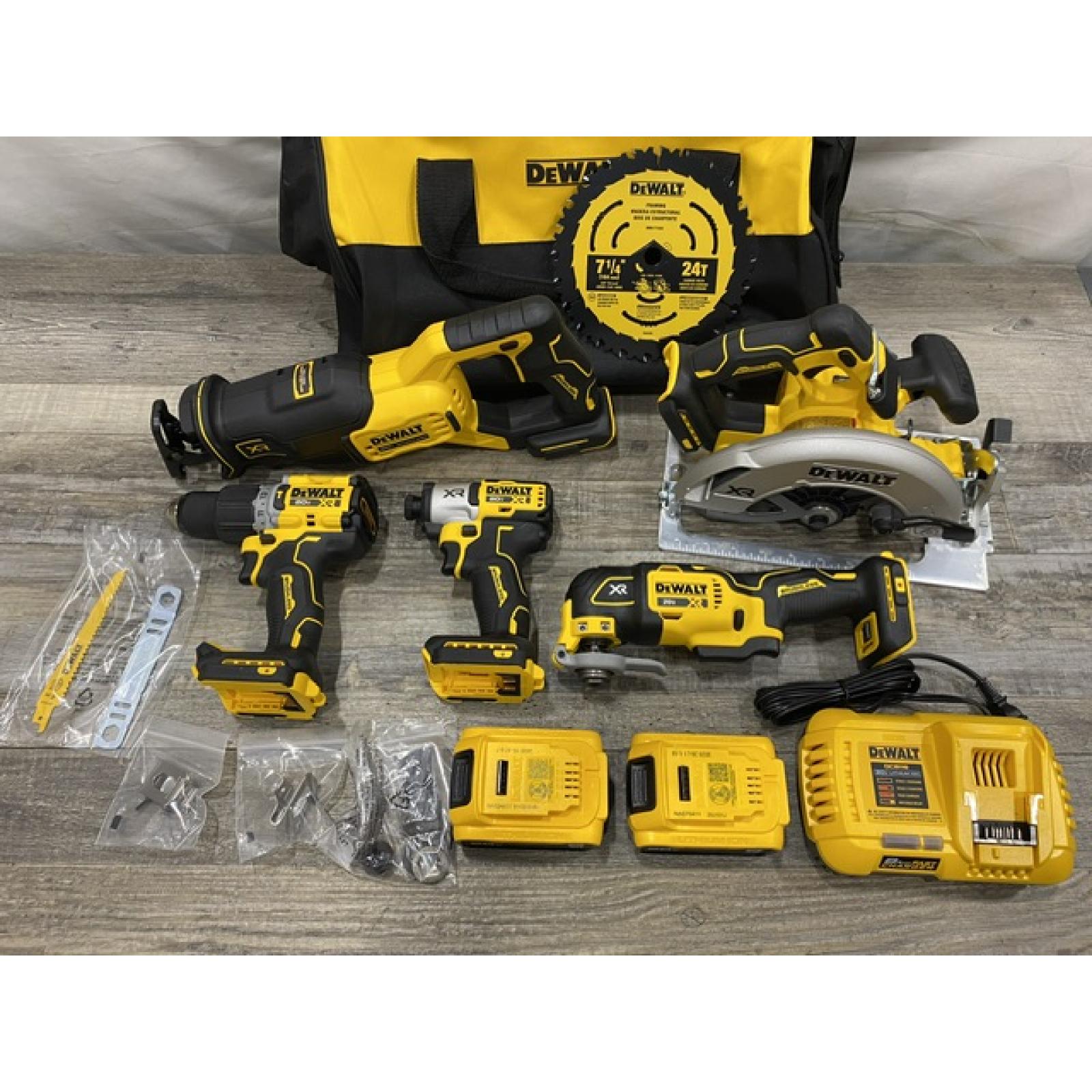 LIKE NEW - DEWALT 20V Lithium-Ion Cordless 5-Tool Combo Kit