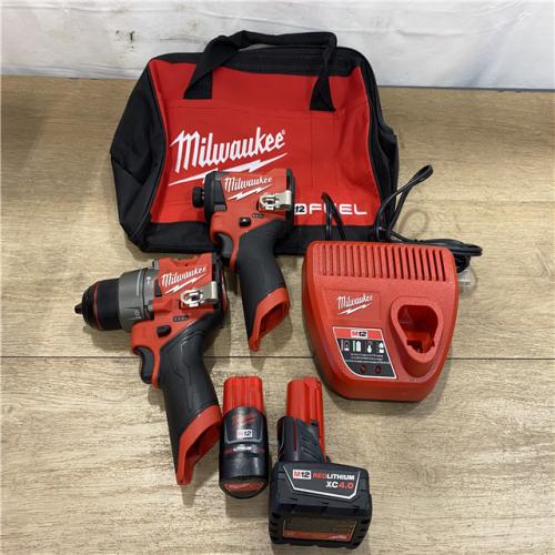 AS-IS Milwaukee FUEL 12-Volt Lithium-Ion Brushless Cordless Hammer Drill and Impact Driver Combo Kit