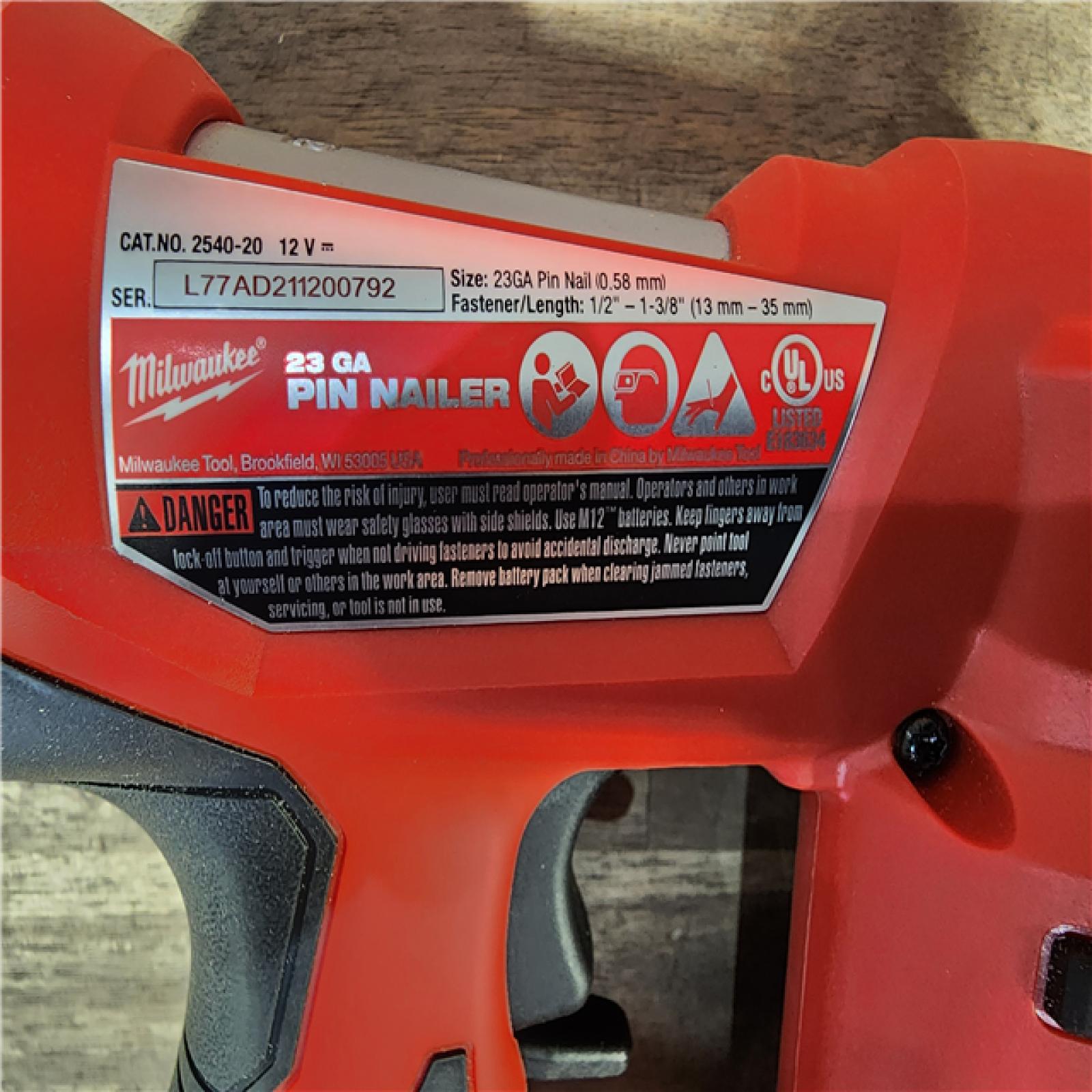 HOUSTON LOCATION - AS-IS Milwaukee 2540-20 12V 23 Gauge Cordless Pin Nailer (Tool Only)