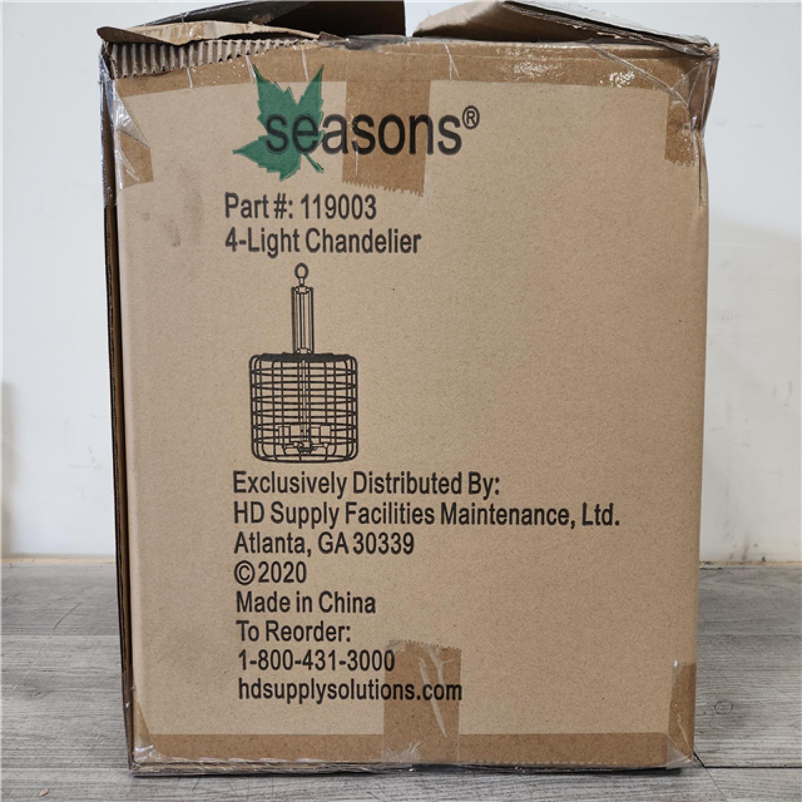 Phoenix Location NEW Seasons 4-Light Chandelier Part#: 1190003 Pallet (18 Total) (Sealed)