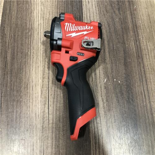 AS-IS Milwaukee FUEL 12V Lithium-Ion Brushless Cordless Stubby 3/8 in. Impact Wrench (Tool-Only)