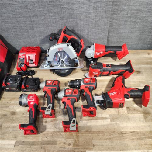 HOUSTON LOCATION - AS-IS MILWAUKEE 8 TOOL COMBO KIT W/ (2) BATTERY & CHARGER