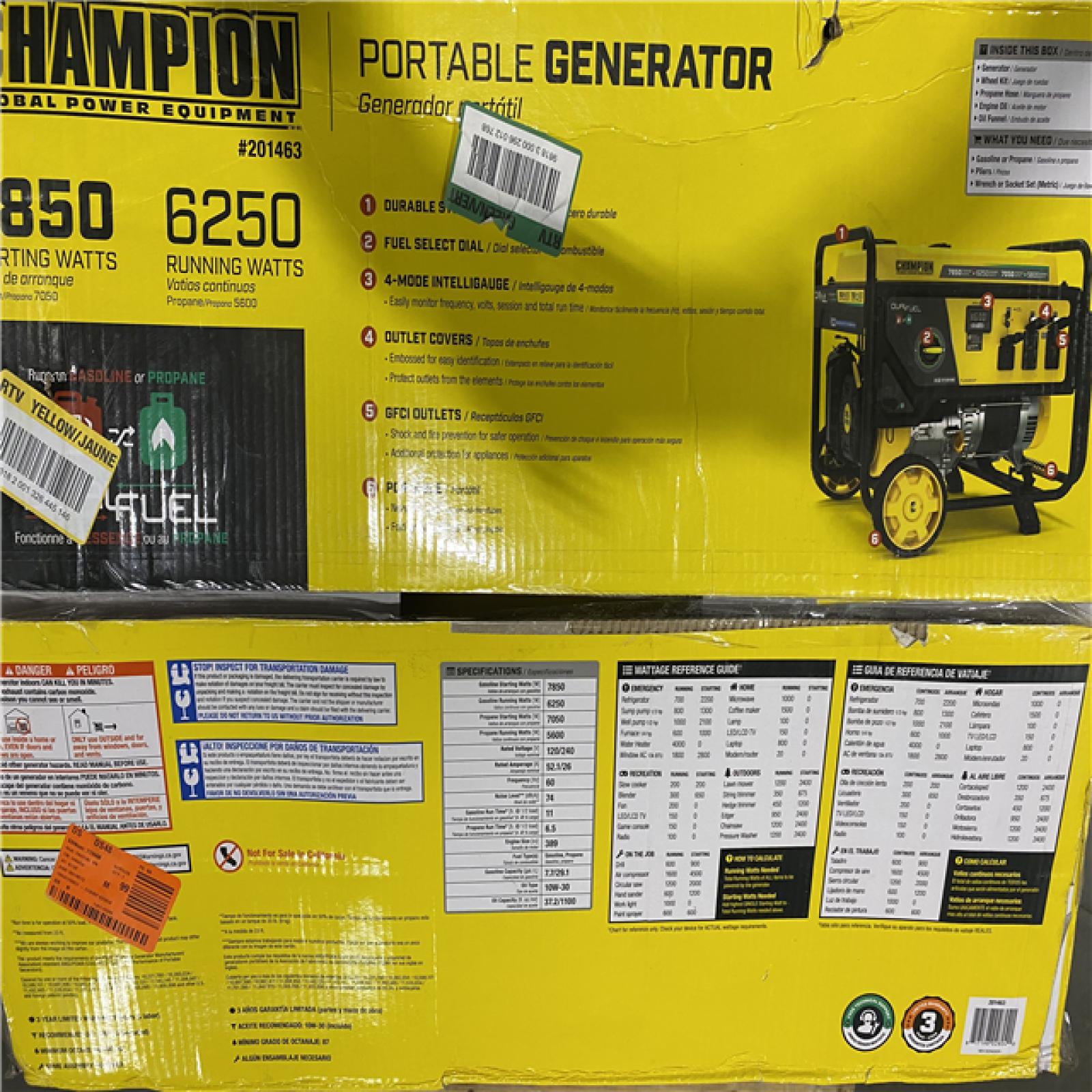 Dallas Location - As-Is  Champion Power Equipment 7850/6250-Watt Dual Fuel Generator