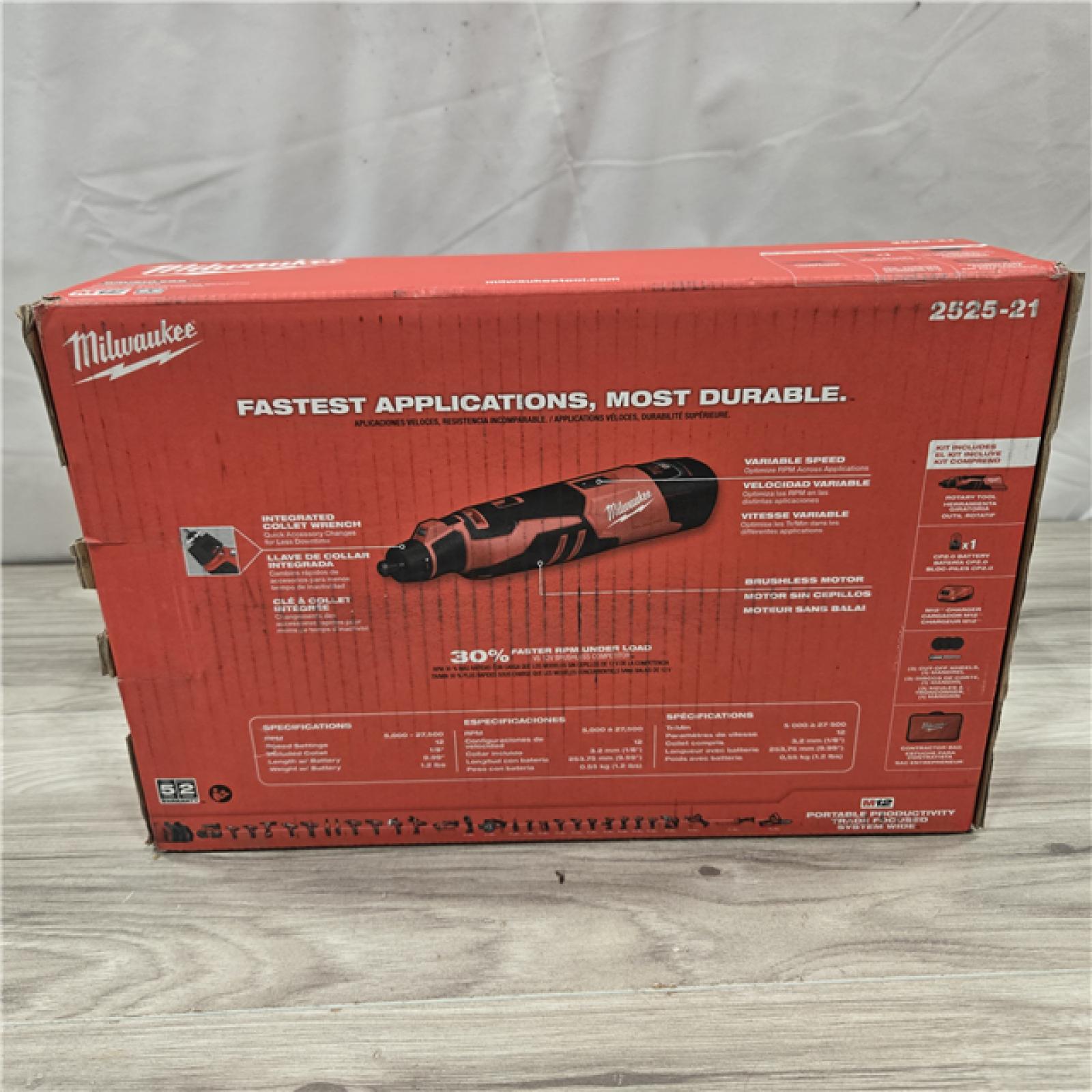 NEW! - 2525-21 Milwaukee M12 12V Li-Ion Cordless Rotary Tool Kit