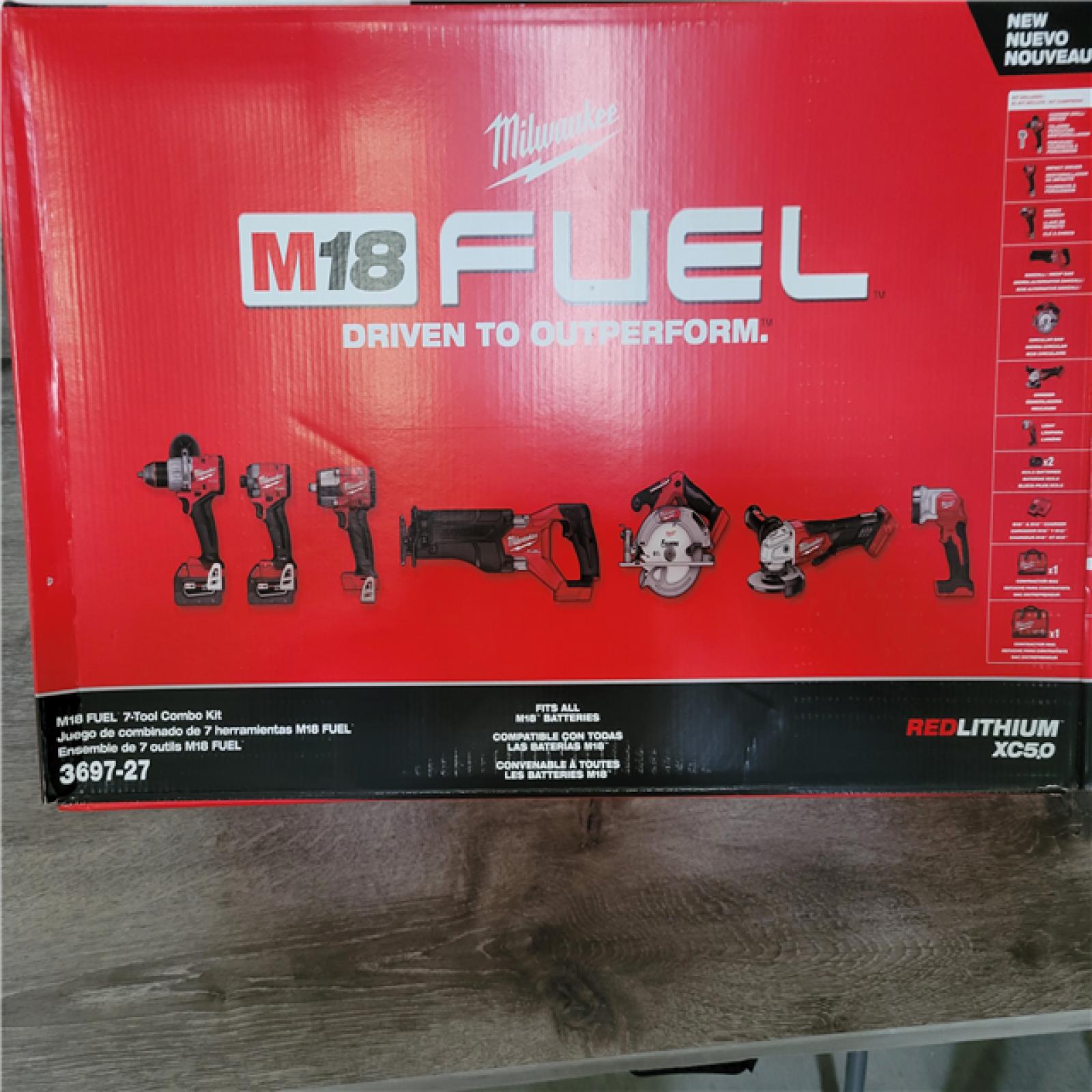 CALIFORNIA NEW MILWAUKEE M18 FUEL 7-TOOL COMBO KIT (2 BATTERIES  1 CHARGER  AND BAG INCLUDED)