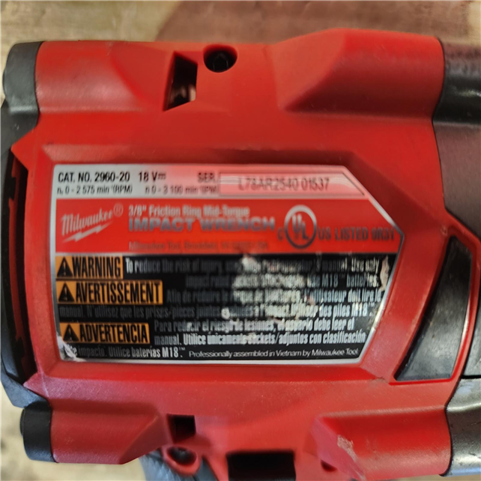 HOUSTON LOCATION - AS-IS Milwaukee FUEL GEN-2 18V Lithium-Ion Mid Torque Brushless Cordless 3/8 in. Impact Wrench with Friction Ring (Tool-Only)