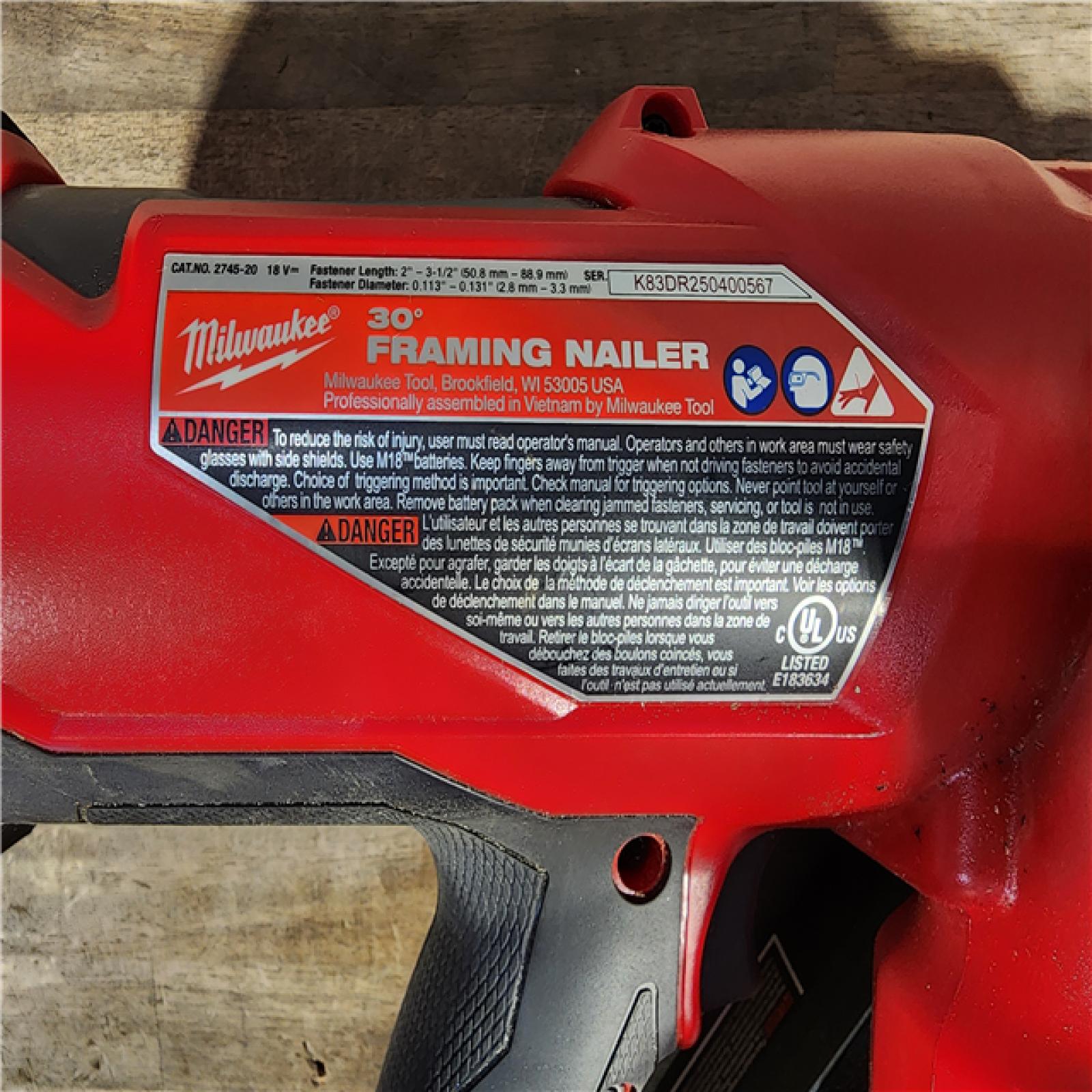 HOUSTON - LOCATION - AS-IS M18 FUEL 3-1/2 in. 18-Volt 30-Degree Lithium-Ion Brushless Cordless Framing Nailer (Tool-Only)