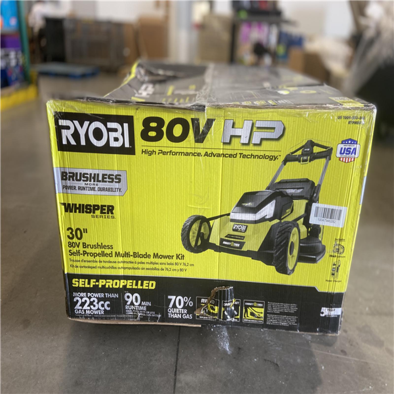 DALLAS LOCATION - RYOBI 80V HP Brushless Battery Cordless Electric 30 in. Multi-Blade Lawn Mower with Battery and Charger