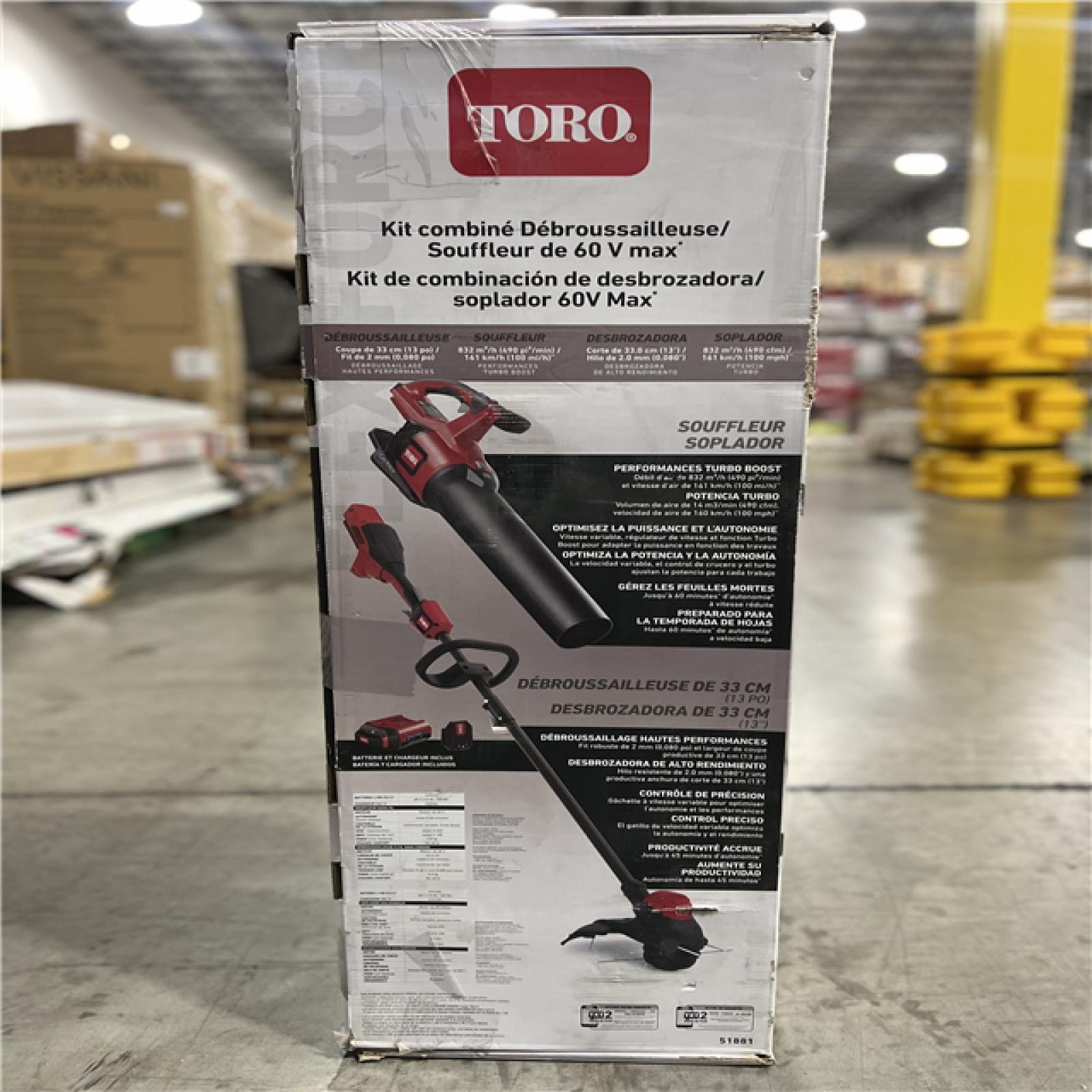 NEW! - Toro 13 in. 60 V Battery Blower/Trimmer Kit (Battery & Charger)
