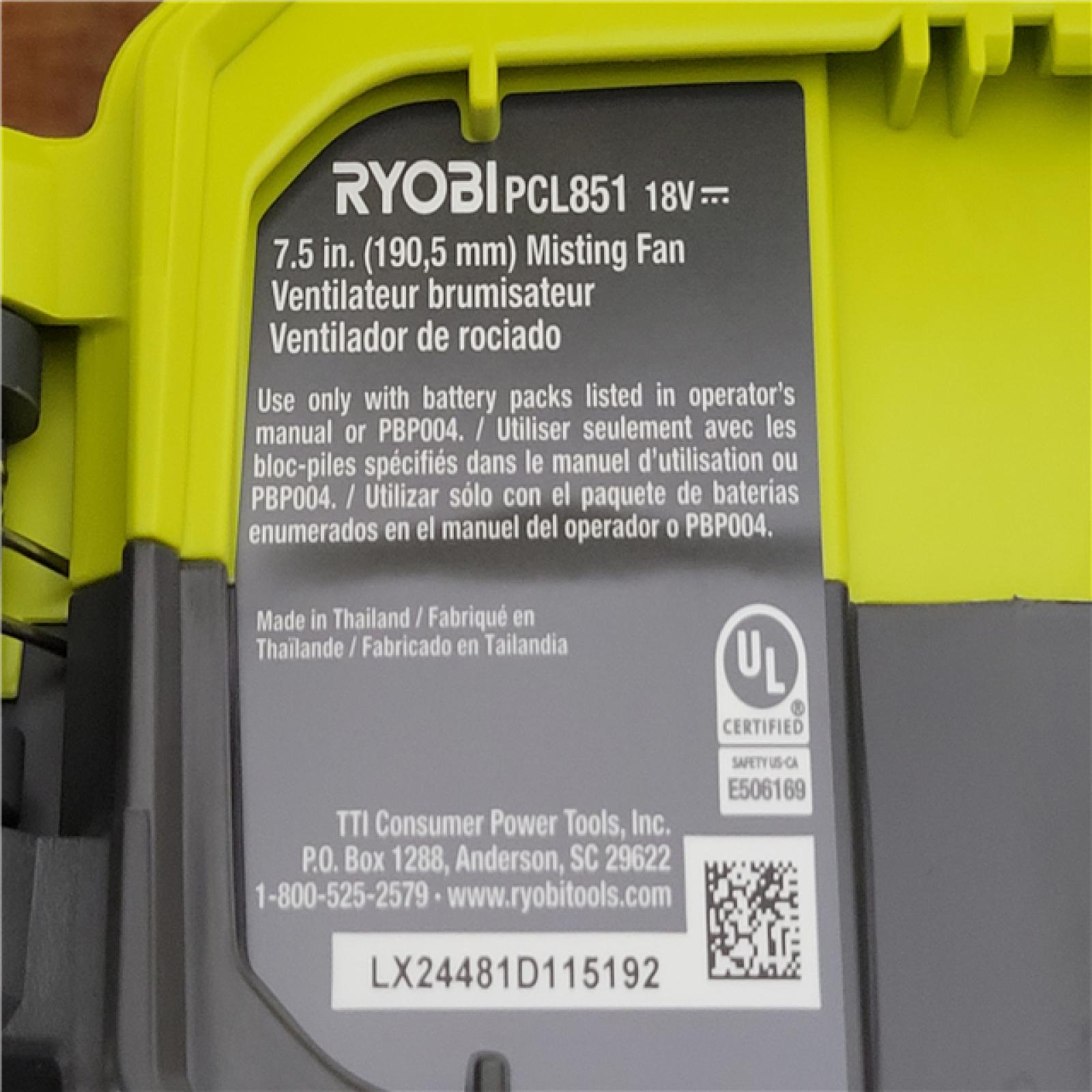 California NEW Ryboi One+ 18V  7.5 Bucket Top Misting Fan