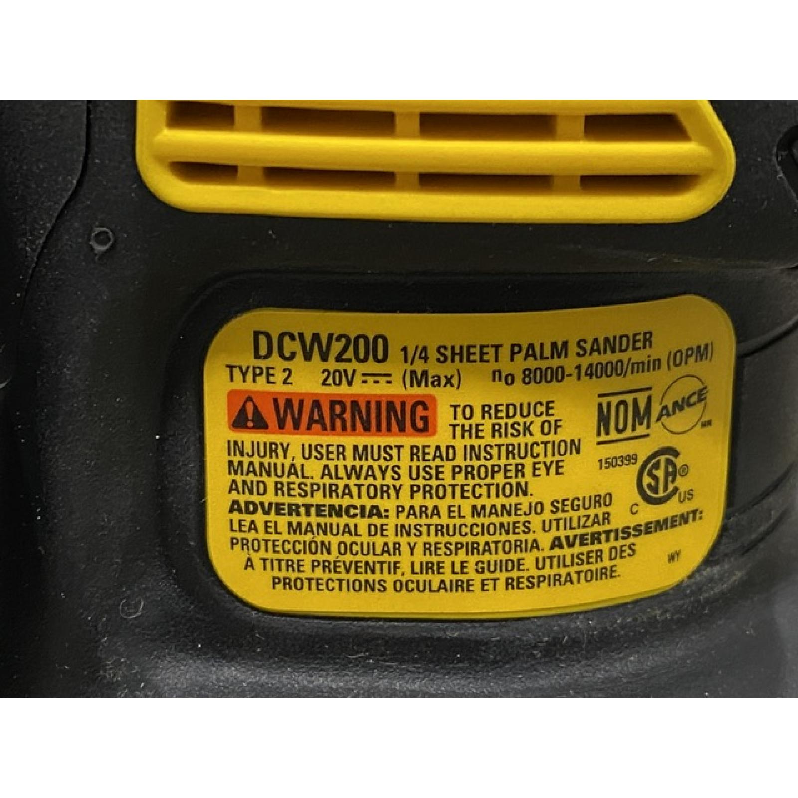 AS-IS DEWALT 20V MAX XR Cordless Brushless 1/4 Sheet Variable Speed Sander (Tool Only)