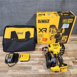 HOUSTON LOCATION - AS-IS (APPEARS LIKE NEW) DEWALT 20V MAX Lithium-Ion 15-Degree Electric Cordless Roofing Nailer Kit