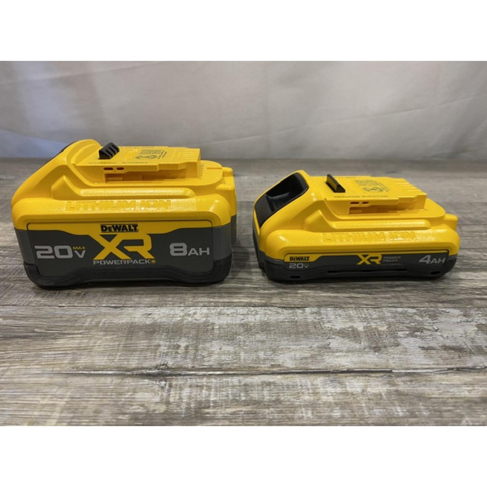 AS-IS DEWALT 20V XR Lithium-Ion Starter Pack with 8.0 Ah and 4.0 Ah Battery Packs and Charger
