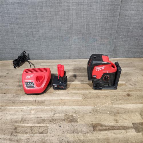 HOUSTON LOCATION - AS-IS Milwaukee Green 125 Ft. Cross Line and Plumb Points Laser Level Kit