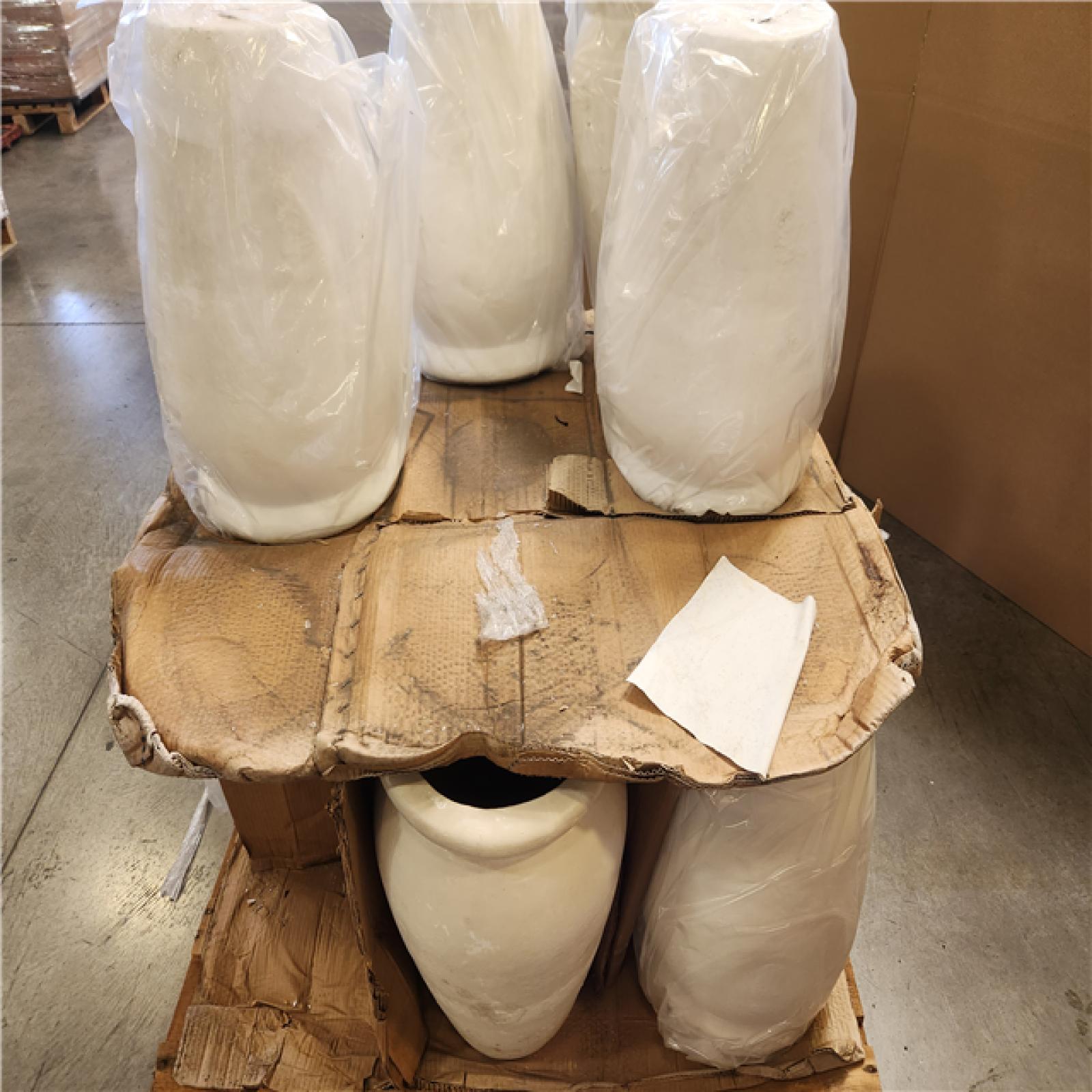 Phoenix Tall White Clay Pot Pallet (12-Pots)