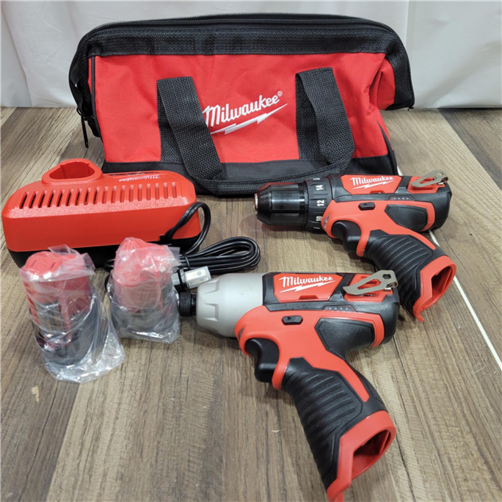 AS-IS Milwaukee M12 12V Lithium-Ion Cordless Drill Driver/Impact Driver Combo Kit with Two 1.5Ah Batteries, Charger and Bag (2-Tool)