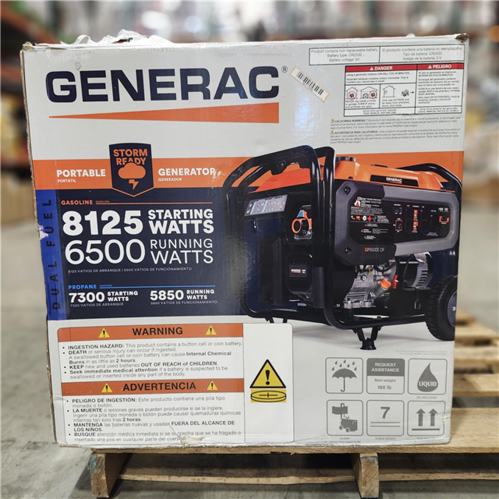 Dallas Location - As-Is Generac 8125/6500-Watt-Electric Gasoline/Propane-Portable Generator