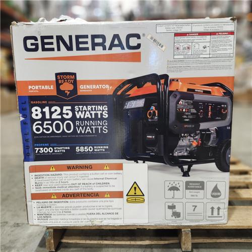 Dallas Location - As-Is Generac 8125/6500-Watt-Electric Gasoline/Propane-Portable Generator