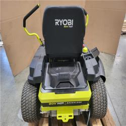 CALIFORNIA AS-IS RYOBI ZE3 80V HP BRUSHLESS BATTERY CORDLESS ELECTRIC 42 IN. ZERO TURN RIDING LAWN MOWER W TRAILER ATTACHMENT AND BAGGER
